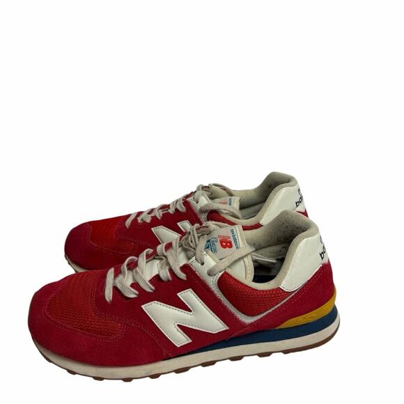 New Balance Shoes - NEW BALANCE RED AND WHITE MEN CLASSIC 574 COMFORT SNEAKERS SIZE 10.5